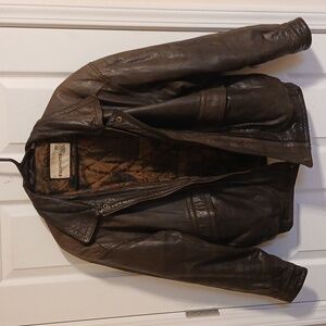 Men's Dark Brown Leather Jacket Size M